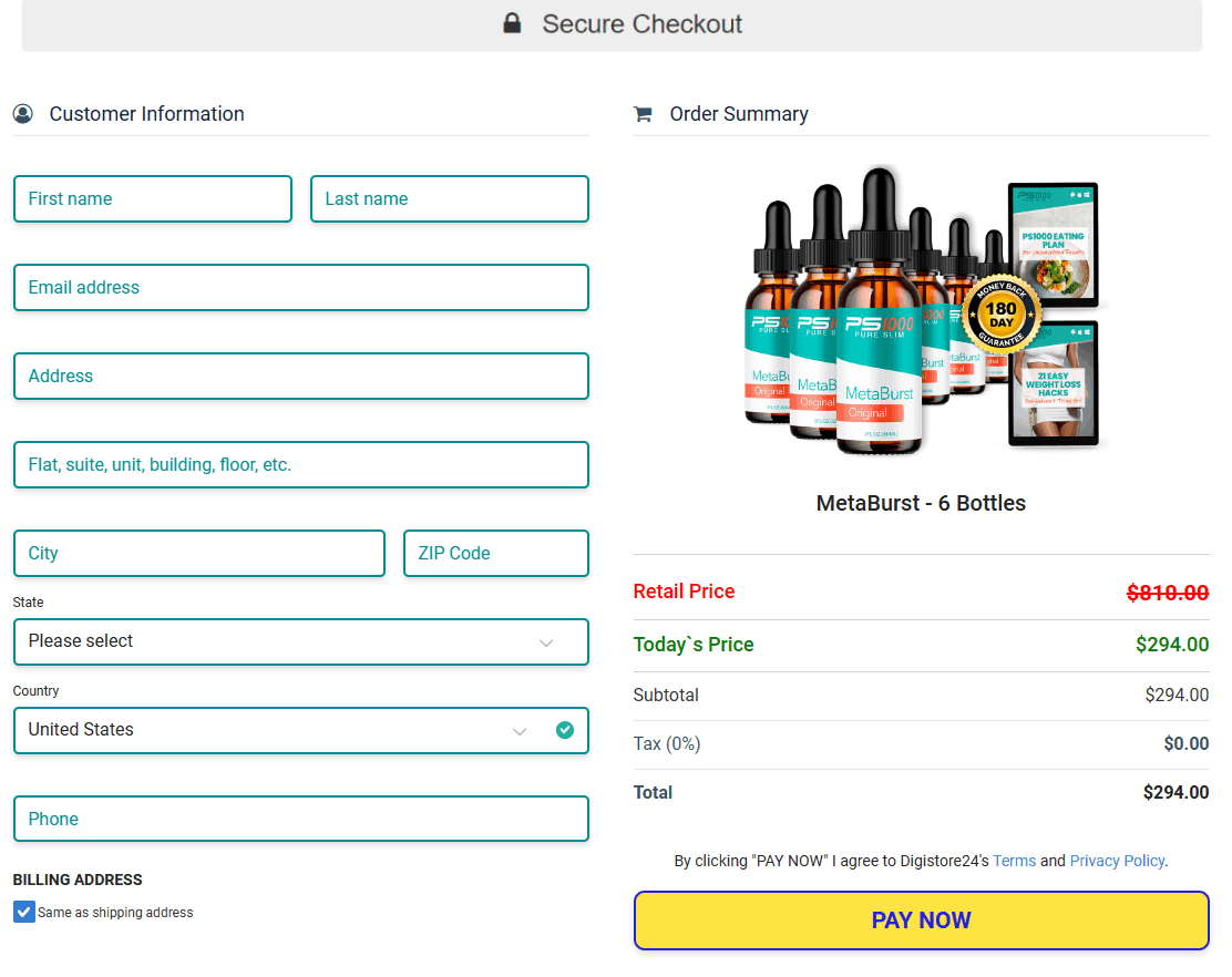 Secure Order Form